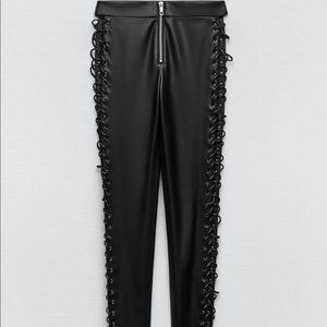 Zara black laces faux leather leggings